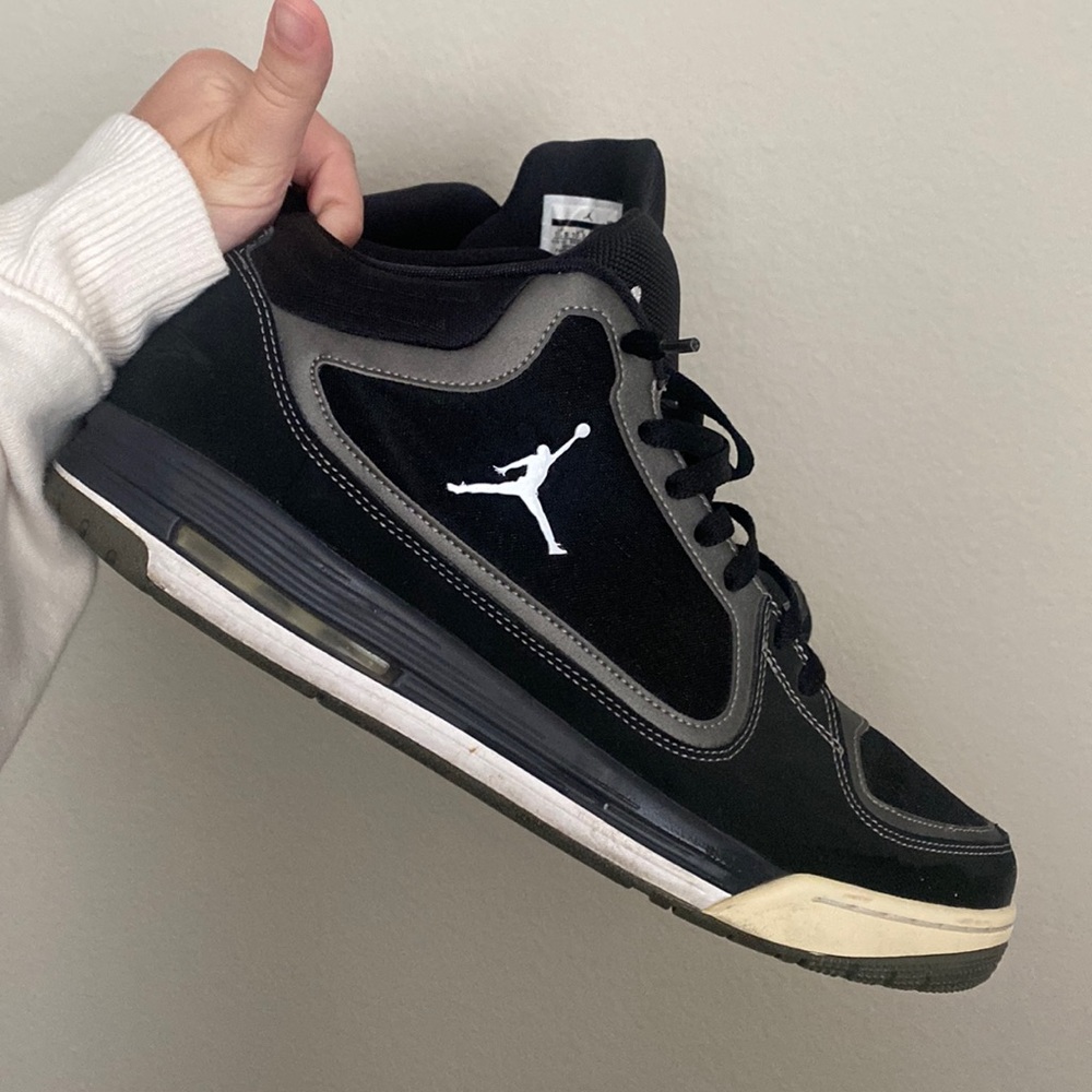 Nike Air Jordan Post Games Men's Flat Pewter Black Leather Sneakers 552665 Sz 13